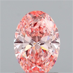 Picture of Lab Grown Diamond 1.41 Carats, Oval with  Cut, Fancy Vivid Pink Color, VVS2 Clarity and Certified by IGI
