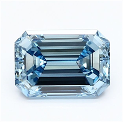 Picture of Lab Grown Diamond 1.81 Carats, Emerald with  Cut, Fancy Vivid Blue Color, VS2 Clarity and Certified by IGI