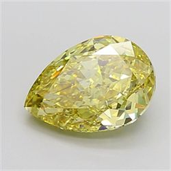 Picture of Lab Grown Diamond 5.19 Carats, Pear with  Cut, Fancy Vivid Yellow Color, VS1 Clarity and Certified by IGI