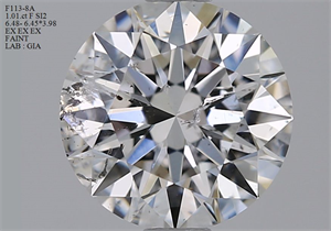 Picture of Natural Diamond 1.01 Carats, Round with Excellent Cut, F Color, SI2 Clarity and Certified by GIA