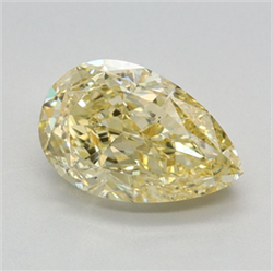 Picture of Lab Grown Diamond 1.52 Carats, Pear with  Cut, Fancy Vivid Yellow Color, VVS2 Clarity and Certified by IGI