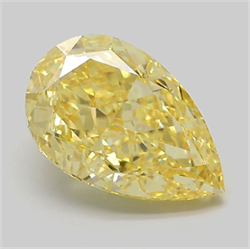 Picture of Lab Grown Diamond 4.00 Carats, Pear with  Cut, Fancy Vivid Yellow Color, VVS2 Clarity and Certified by IGI