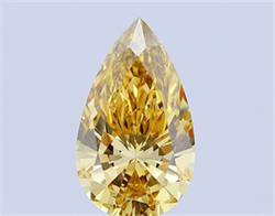 Picture of Lab Grown Diamond 5.61 Carats, Pear with  Cut, Fancy Intense Yellow Color, VS1 Clarity and Certified by IGI
