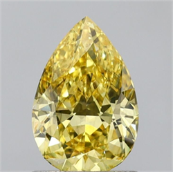Picture of Lab Grown Diamond 1.30 Carats, Pear with  Cut, Fancy Intense Yellow Color, VS1 Clarity and Certified by IGI