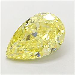 Picture of Lab Grown Diamond 3.05 Carats, Pear with  Cut, Fancy Intense Yellow Color, VVS2 Clarity and Certified by IGI