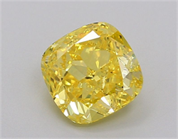 Picture of Lab Grown Diamond 1.34 Carats, CUSHION MODIFIED with  Cut, Fancy Vivid Yellow Color, VVS2 Clarity and Certified by IGI