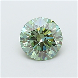 Picture of Lab Grown Diamond 1.29 Carats, Round with Ideal Cut, Fancy Vivid Green Color, VS1 Clarity and Certified by IGI