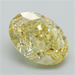 Picture of Lab Grown Diamond 3.07 Carats, Oval with  Cut, Fancy Vivid Yellow Color, VS1 Clarity and Certified by IGI