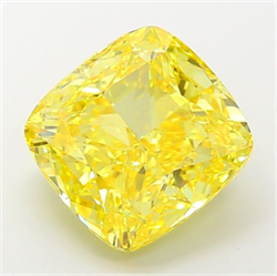 Picture of Lab Grown Diamond 9.52 Carats, CUSHION MODIFIED with  Cut, Fancy Vivid Yellow Color, VS2 Clarity and Certified by IGI