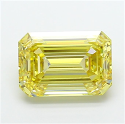 Picture of Lab Grown Diamond 5.53 Carats, Emerald with  Cut, Fancy Yellow Color, VVS2 Clarity and Certified by IGI