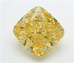 Picture of Lab Grown Diamond 7.31 Carats, CUSHION MODIFIED with  Cut, Fancy Vivid Yellow Color, VVS2 Clarity and Certified by IGI
