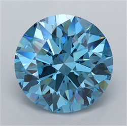 Picture of Lab Grown Diamond 3.02 Carats, Round with Ideal Cut, Fancy Vivid Blue Color, VVS2 Clarity and Certified by IGI