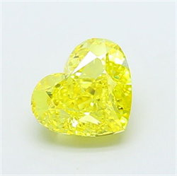 Picture of Lab Grown Diamond 1.23 Carats, Heart with  Cut, Fancy Vivid Yellow Color, VVS1 Clarity and Certified by IGI