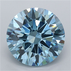 Picture of Lab Grown Diamond 2.84 Carats, Round with Ideal Cut, Fancy Vivid Blue Color, VVS2 Clarity and Certified by IGI