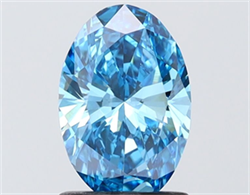 Picture of Lab Grown Diamond 1.23 Carats, Oval with  Cut, Fancy Vivid Blue Color, VS1 Clarity and Certified by IGI