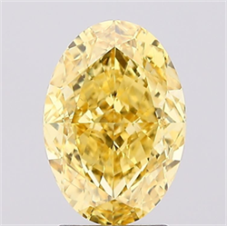 Picture of Lab Grown Diamond 2.68 Carats, Oval with  Cut, Fancy Vivid Yellow Color, VS2 Clarity and Certified by IGI