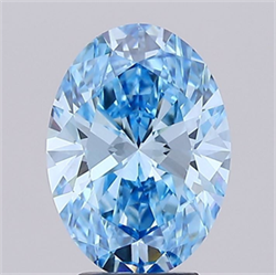 Picture of Lab Grown Diamond 4.03 Carats, Oval with  Cut, Fancy Vivid Blue Color, VVS2 Clarity and Certified by IGI