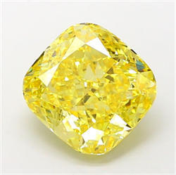 Picture of Lab Grown Diamond 4.79 Carats, CUSHION MODIFIED with  Cut, Fancy Vivid Yellow Color, VS1 Clarity and Certified by IGI