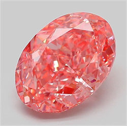Picture of Lab Grown Diamond 3.50 Carats, Oval with  Cut, Fancy Vivid Pink Color, VVS2 Clarity and Certified by IGI