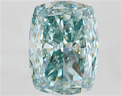 Picture of Lab Grown Diamond 4.50 Carats, CUSHION MODIFIED with  Cut, Fancy Intense Green Color, VVS2 Clarity and Certified by IGI