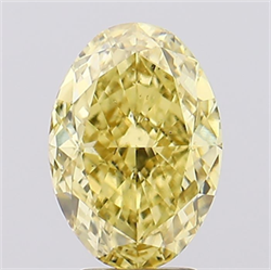 Picture of Lab Grown Diamond 4.15 Carats, Oval with  Cut, Fancy Vivid Yellow Color, VS2 Clarity and Certified by IGI