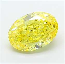 Picture of Lab Grown Diamond 5.81 Carats, Oval with  Cut, Fancy Vivid Yellow Color, VS1 Clarity and Certified by IGI