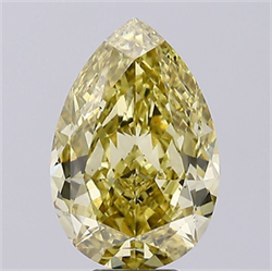 Picture of Lab Grown Diamond 8.26 Carats, Pear with  Cut, Fancy Intense Yellow Color, VS2 Clarity and Certified by IGI