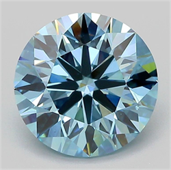 Picture of Lab Grown Diamond 3.02 Carats, Round with Ideal Cut, Fancy Vivid Blue Color, VS1 Clarity and Certified by IGI