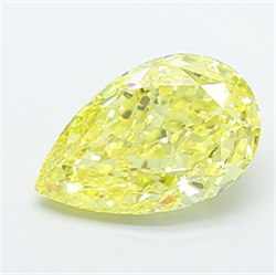 Picture of Lab Grown Diamond 4.05 Carats, Pear with  Cut, Fancy Intense Yellow Color, VS1 Clarity and Certified by IGI