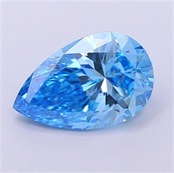 Picture of Lab Grown Diamond 1.52 Carats, Pear with  Cut, Fancy Vivid Blue Color, VS2 Clarity and Certified by IGI