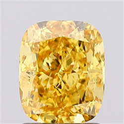 Picture of Lab Grown Diamond 1.69 Carats, CUSHION MODIFIED with  Cut, Fancy Vivid Yellow Color, VS1 Clarity and Certified by IGI