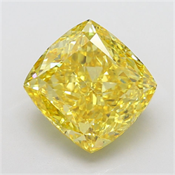 Picture of Lab Grown Diamond 10.02 Carats, CUSHION MODIFIED with  Cut, Fancy Vivid Yellow Color, VS1 Clarity and Certified by IGI