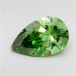 Picture of Lab Grown Diamond 1.28 Carats, Pear with  Cut, Fancy Vivid Green Color, VS1 Clarity and Certified by IGI