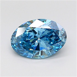 Picture of Lab Grown Diamond 2.01 Carats, Oval with  Cut, Fancy Vivid Blue Color, VS2 Clarity and Certified by IGI