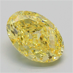 Picture of Lab Grown Diamond 3.21 Carats, Oval with  Cut, Fancy Vivid Yellow Color, VS1 Clarity and Certified by IGI