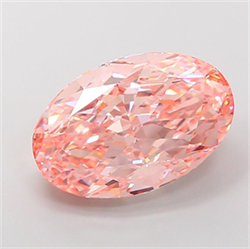 Picture of Lab Grown Diamond 10.09 Carats, Oval with  Cut, Fancy Vivid Pink Color, VVS2 Clarity and Certified by IGI