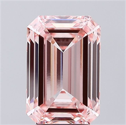 Picture of Lab Grown Diamond 4.04 Carats, Emerald with  Cut, Fancy Intense Pink Color, VVS2 Clarity and Certified by IGI