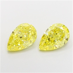 Picture of Lab Grown Diamond 4.04 Carats, Pear with  Cut, Fancy Vivid Yellow Color, VS2 Clarity and Certified by IGI