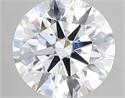 Lab Created Diamond 1.73 Carats, Round with ideal Cut, E Color, vvs2 Clarity and Certified by IGI
