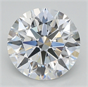 Lab Created Diamond 2.25 Carats, Round with ideal Cut, D Color, vvs1 Clarity and Certified by IGI