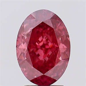 Picture of Lab Created Diamond 3.14 Carats, Oval with  Cut, Fancy Vivid Pink Color, VS2 Clarity and Certified by IGI