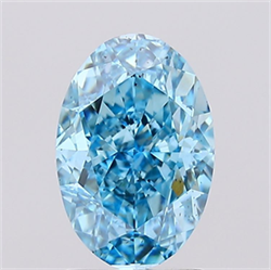 Picture of Lab Created Diamond 2.07 Carats, Oval with  Cut, Fancy Vivid Blue Color, SI1 Clarity and Certified by IGI