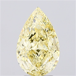 Picture of Lab Created Diamond 3.08 Carats, Pear with  Cut, Fancy Intense Yellow Color, VS1 Clarity and Certified by IGI