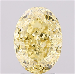 Picture of Lab Created Diamond 3.11 Carats, Oval with  Cut, Fancy Intense Yellow Color, VVS2 Clarity and Certified by IGI