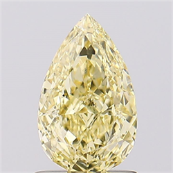 Picture of Lab Created Diamond 1.08 Carats, Pear with  Cut, Fancy Intense Yellow Color, VS1 Clarity and Certified by IGI