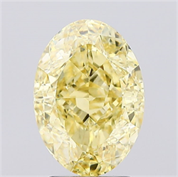 Picture of Lab Created Diamond 3.15 Carats, Oval with  Cut, Fancy Intense Yellow Color, VS1 Clarity and Certified by IGI