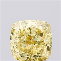 Picture of Lab Created Diamond 1.60 Carats, SQUARE CUSHION with  Cut, Fancy Intense Yellow Color, VVS2 Clarity and Certified by IGI