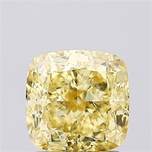 Picture of Lab Created Diamond 1.60 Carats, SQUARE CUSHION with  Cut, Fancy Intense Yellow Color, VVS2 Clarity and Certified by IGI