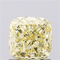 Picture of Lab Created Diamond 1.08 Carats, SQUARE CUSHION with  Cut, Fancy Intense Yellow Color, VS1 Clarity and Certified by IGI