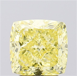 Picture of Lab Created Diamond 3.14 Carats, SQUARE CUSHION with  Cut, Fancy Vivid Yellow Color, VS1 Clarity and Certified by IGI